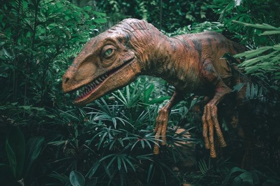 An animated Dinosaur walking through a forest designed by a BNU student