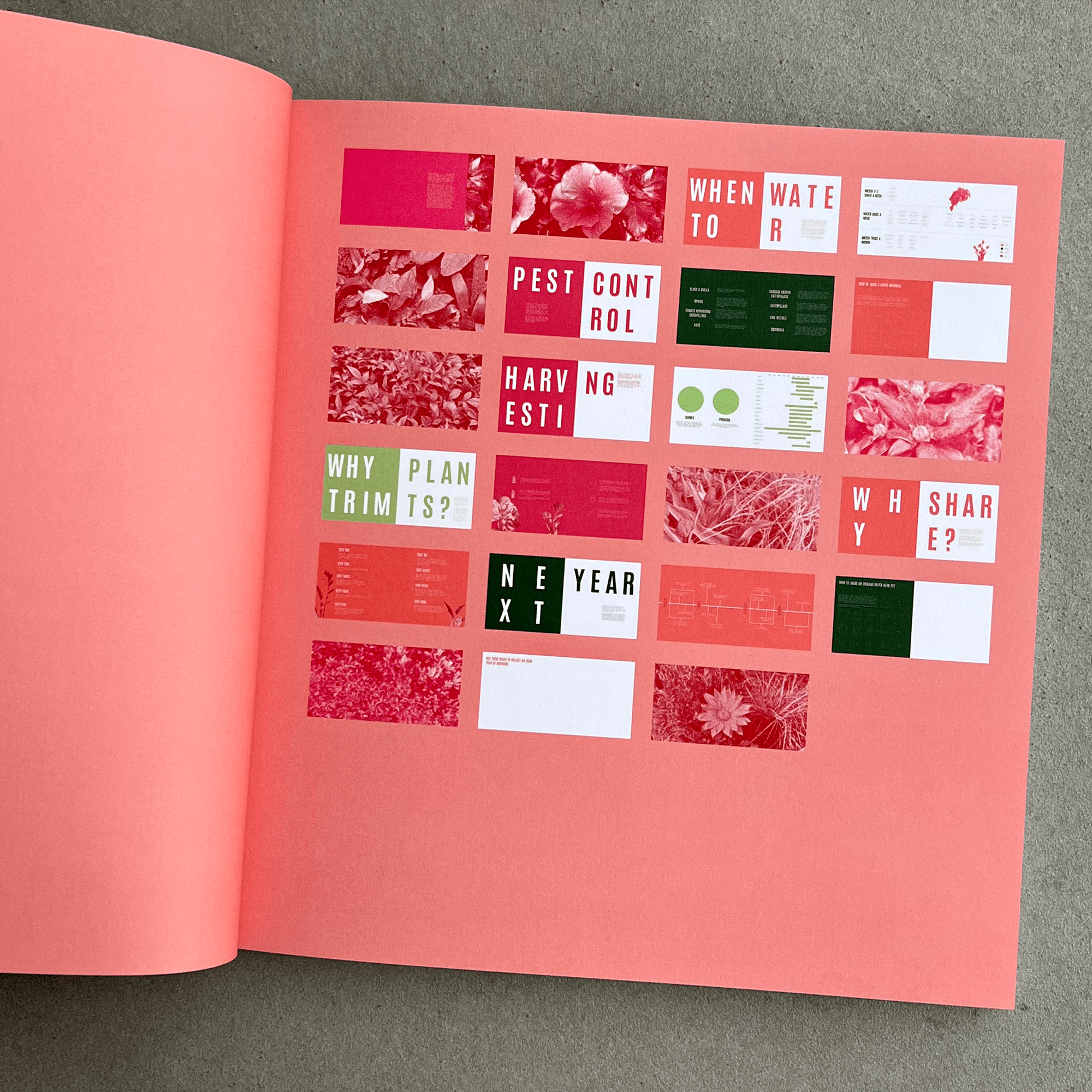 A page within a book which shows off 23 different designs.