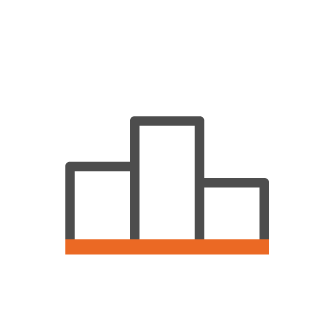 An bar graph icon which has 3 bars.