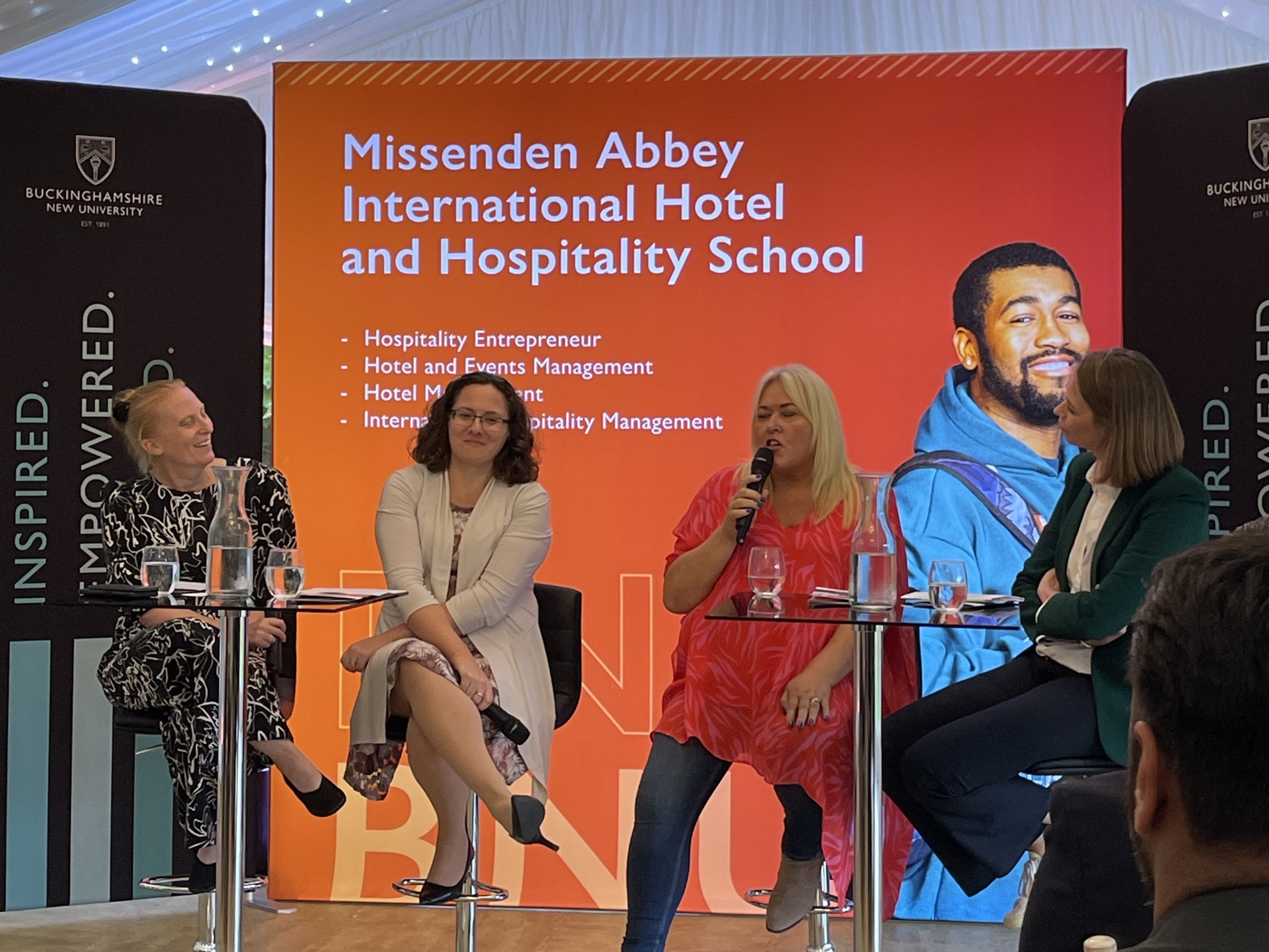 Panel members in discussion at Missenden Abbey International Hotel and Hospitality School launch event