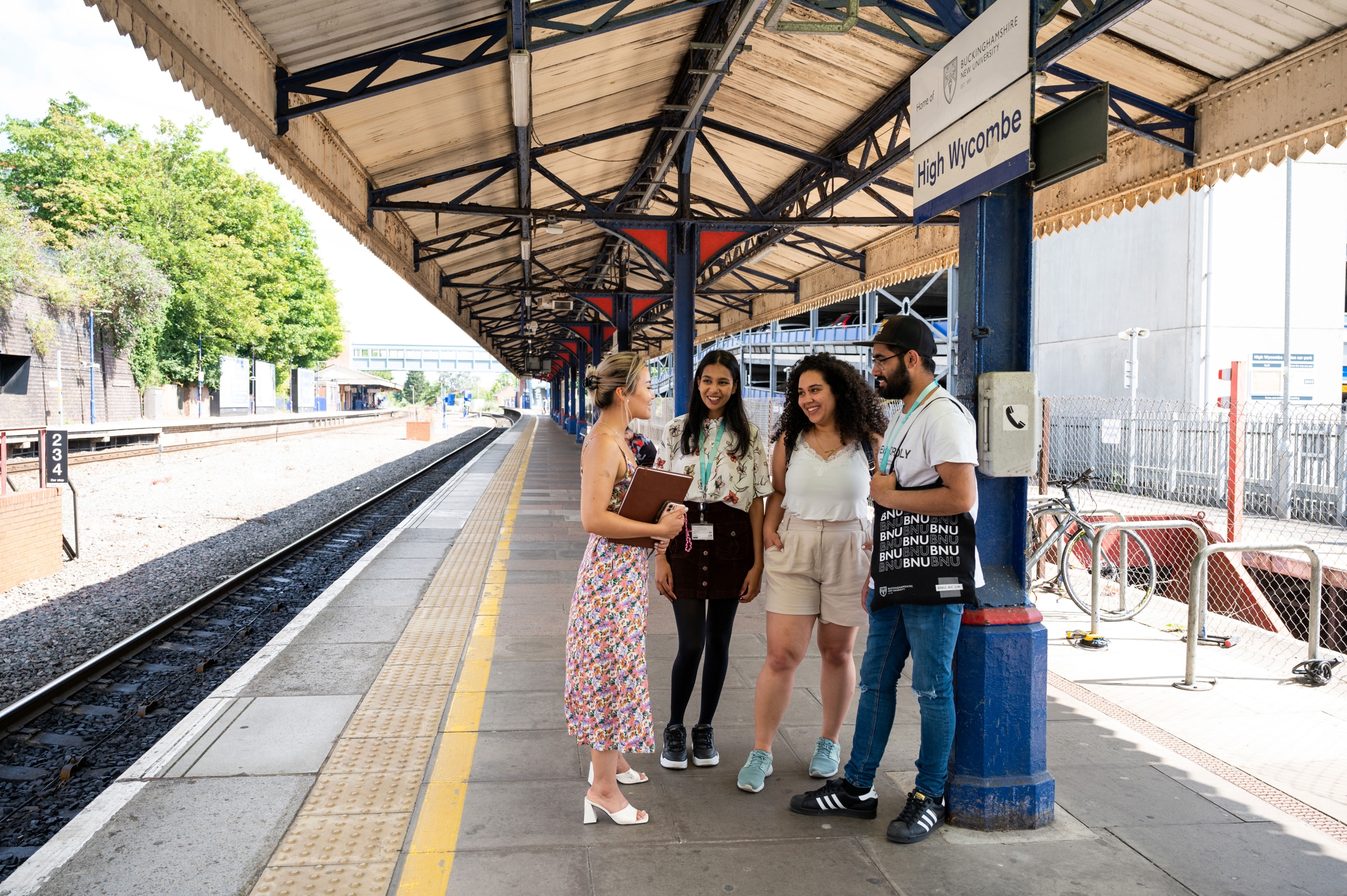 Students at High Wycombe railway station