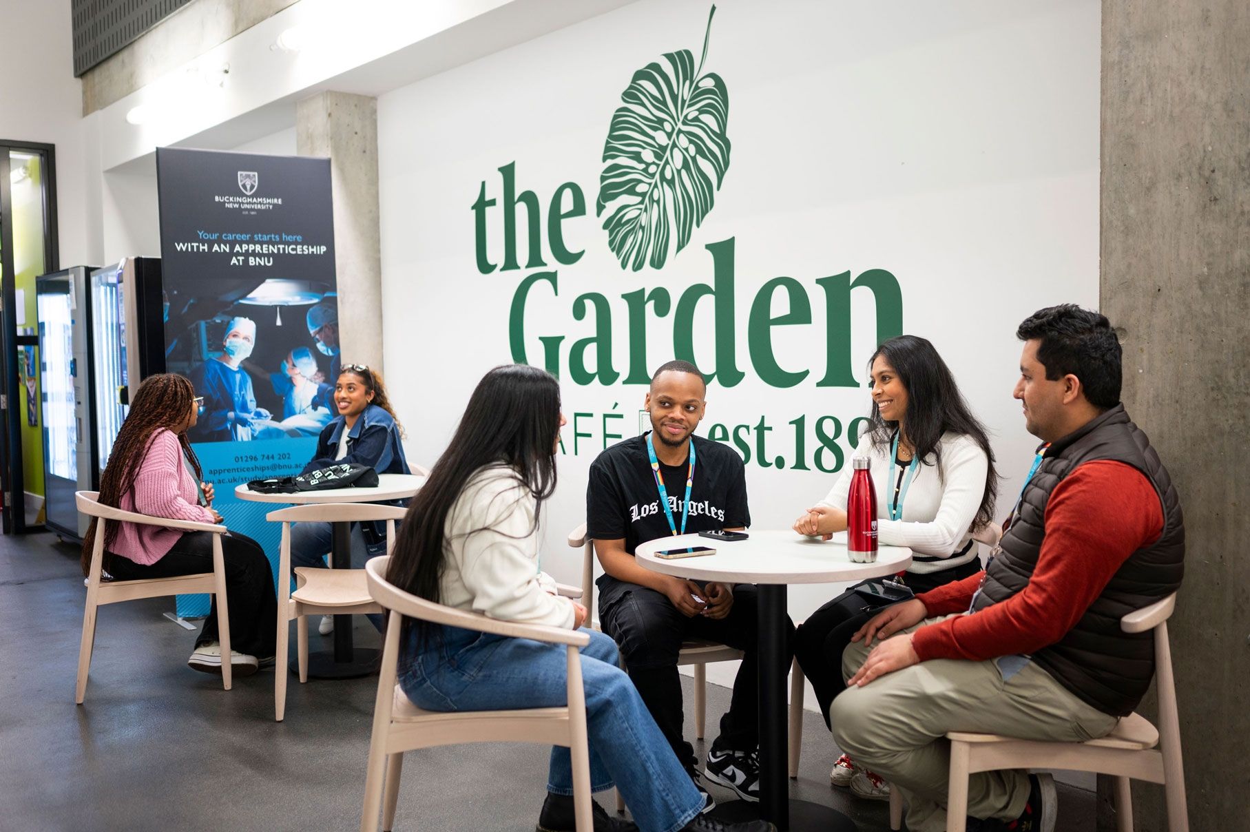 Group of students at the Garden Cafe