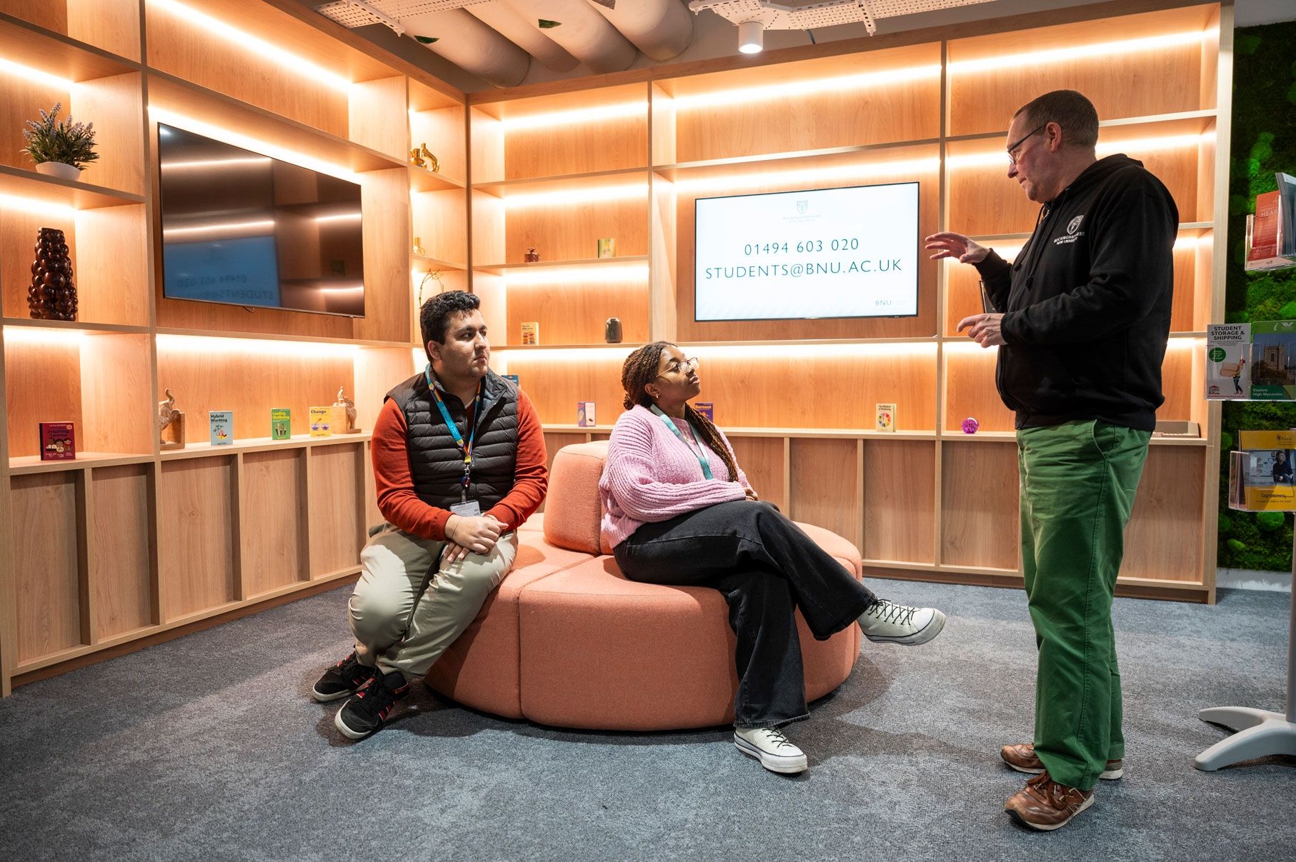 Students and staff in Student Hub