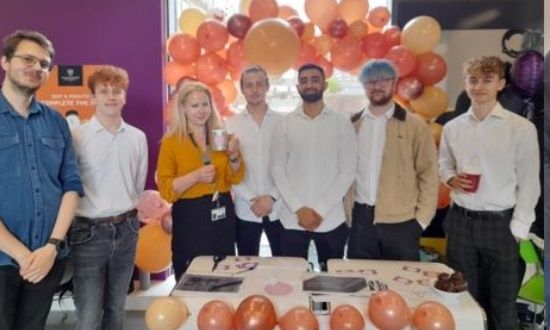 Business students presenting their work at the year-end showcase