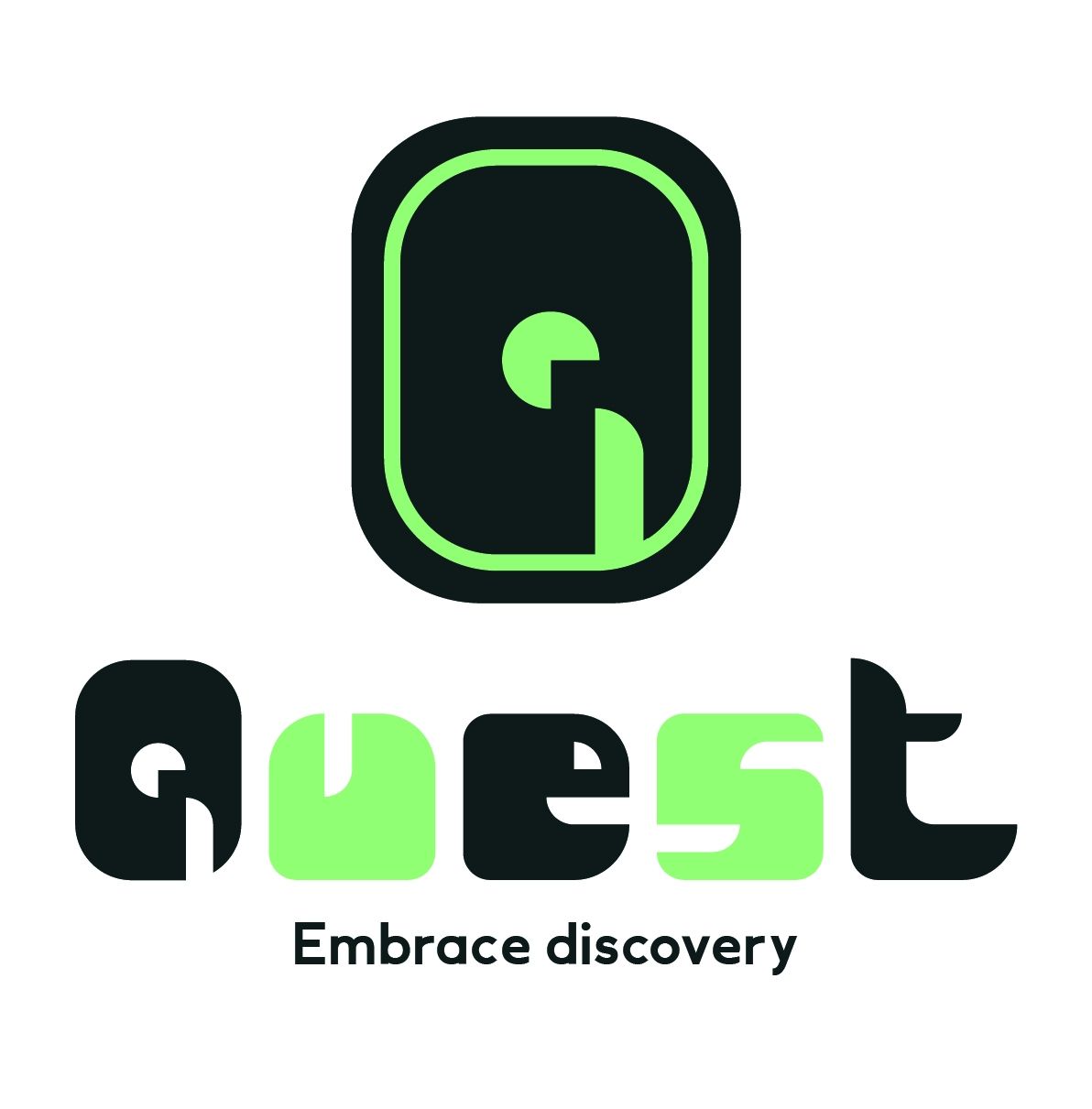A logo which says "Quest Embrace Discovery".