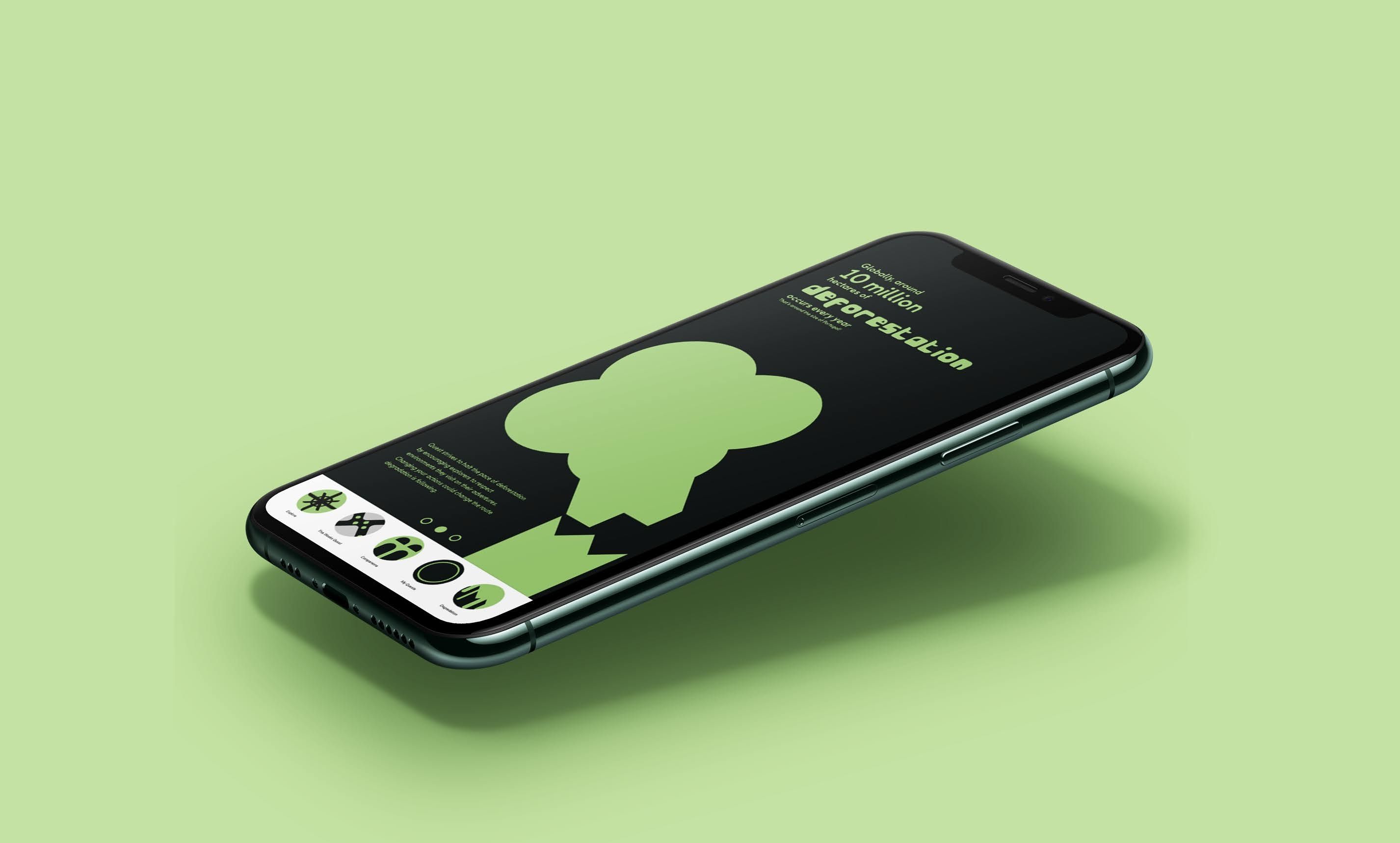 A phone screen which has a fallen tree top displayed.