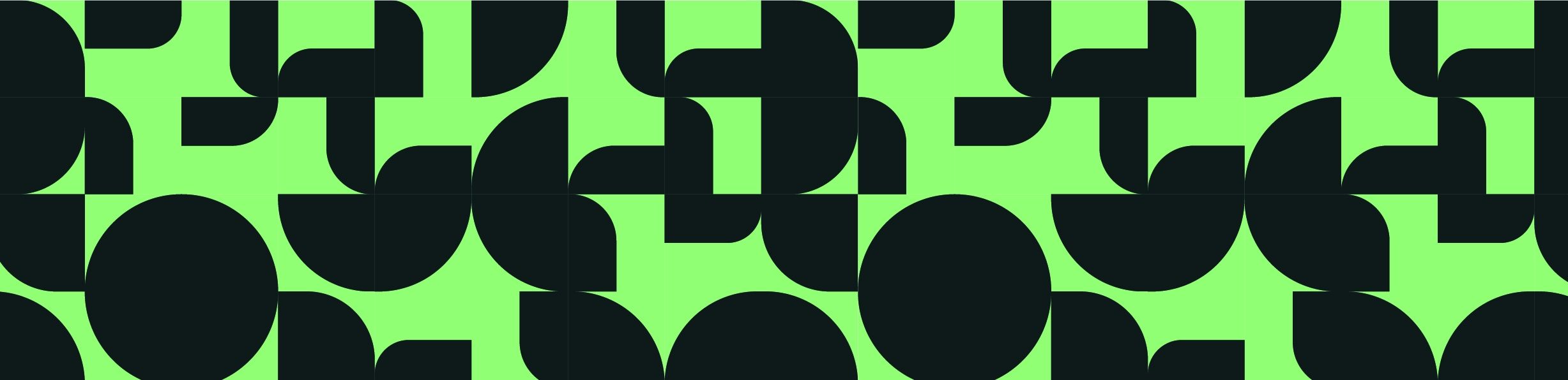 Green and black circles semi circles in a repeated pattern.