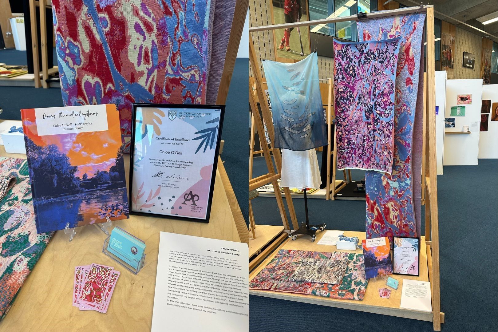 Chloe O'Dell textiles work on display at Art and Design show