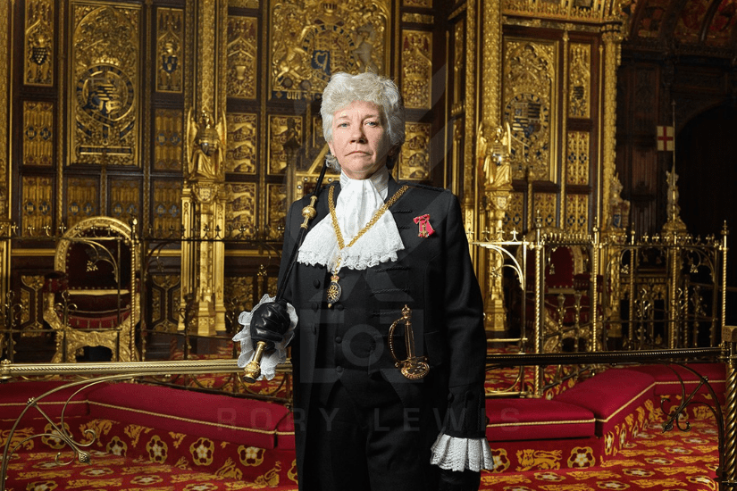 Sarah Clarke holding the black rod