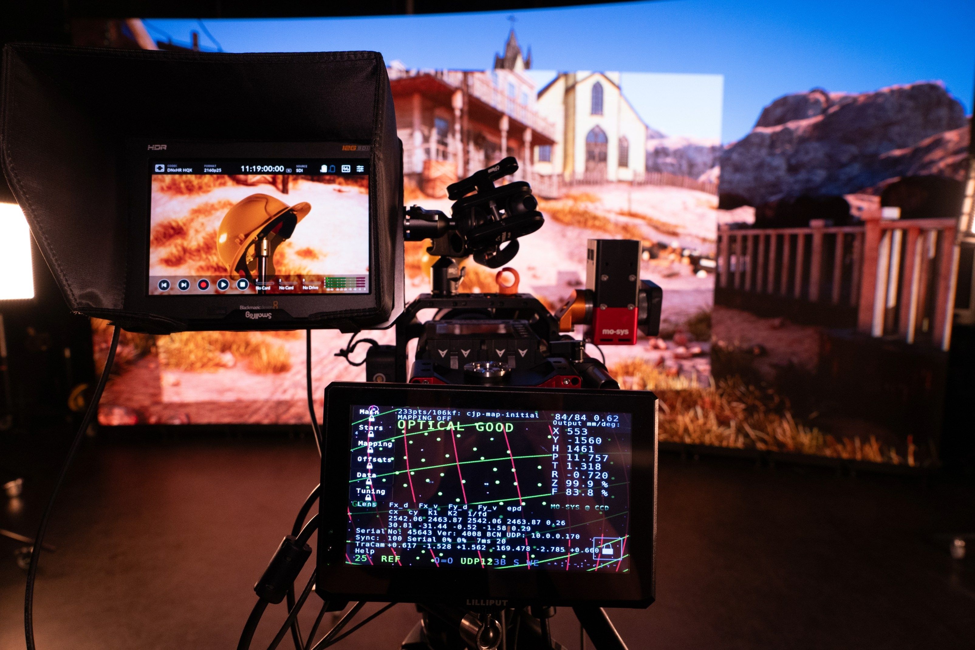 Camera pointing at the LED Screen in the Creative and Digital Industries facilities