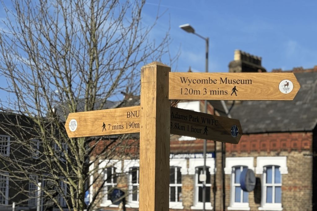 Signage which shows walking time to the museum and BNU.
