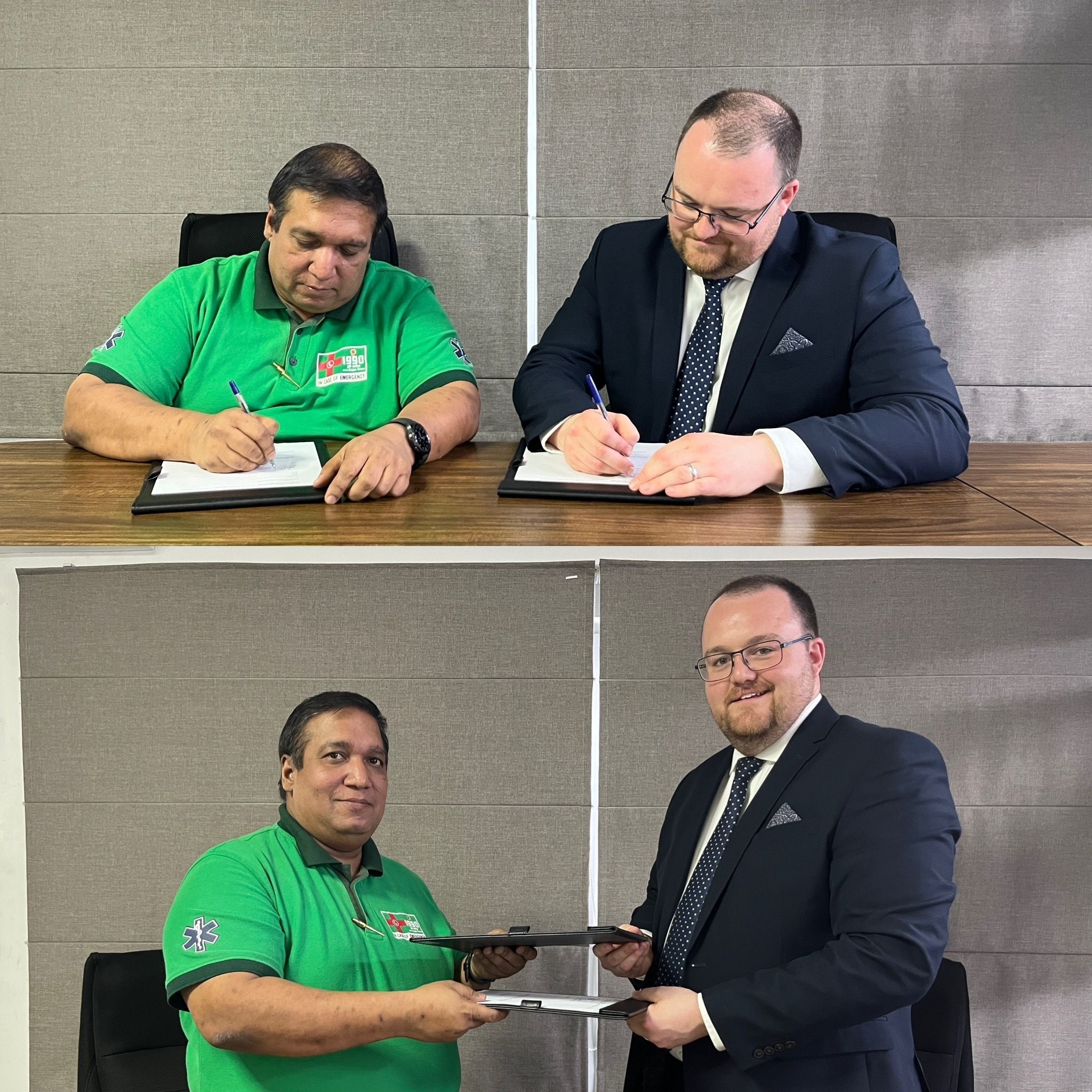 Representatives from BNU and the ambulance service in Sri Lanka sign the MoU