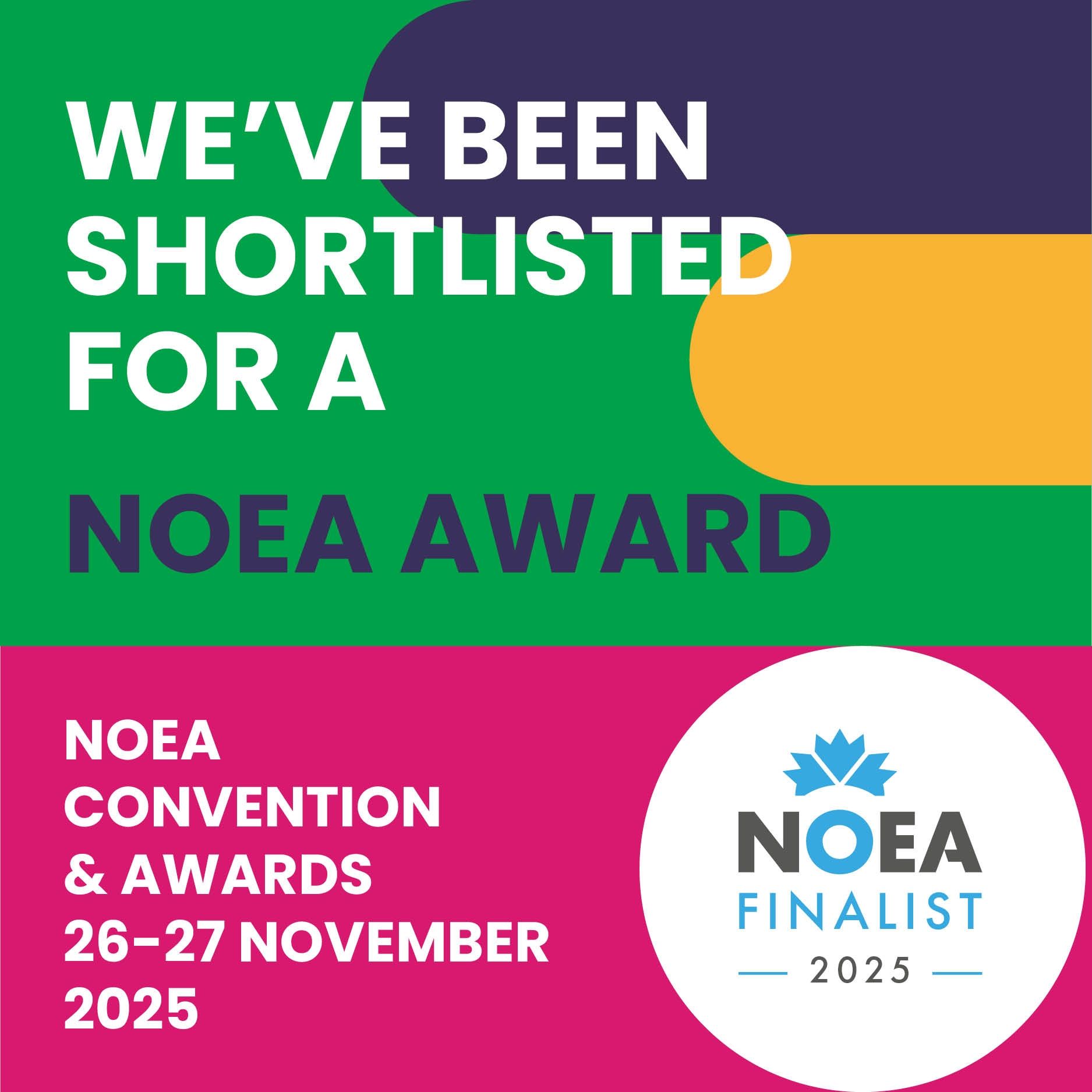square icon informing that BNU has been shortlisted at the 2025 NOEA awards