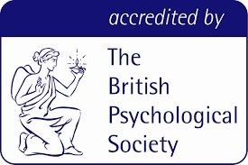 A Logo which reads 'accredited by The British Psychological Society.'
